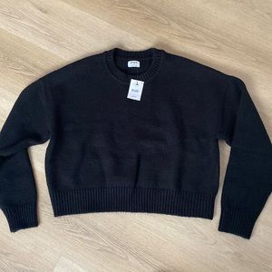 Cropped crew neck sweater